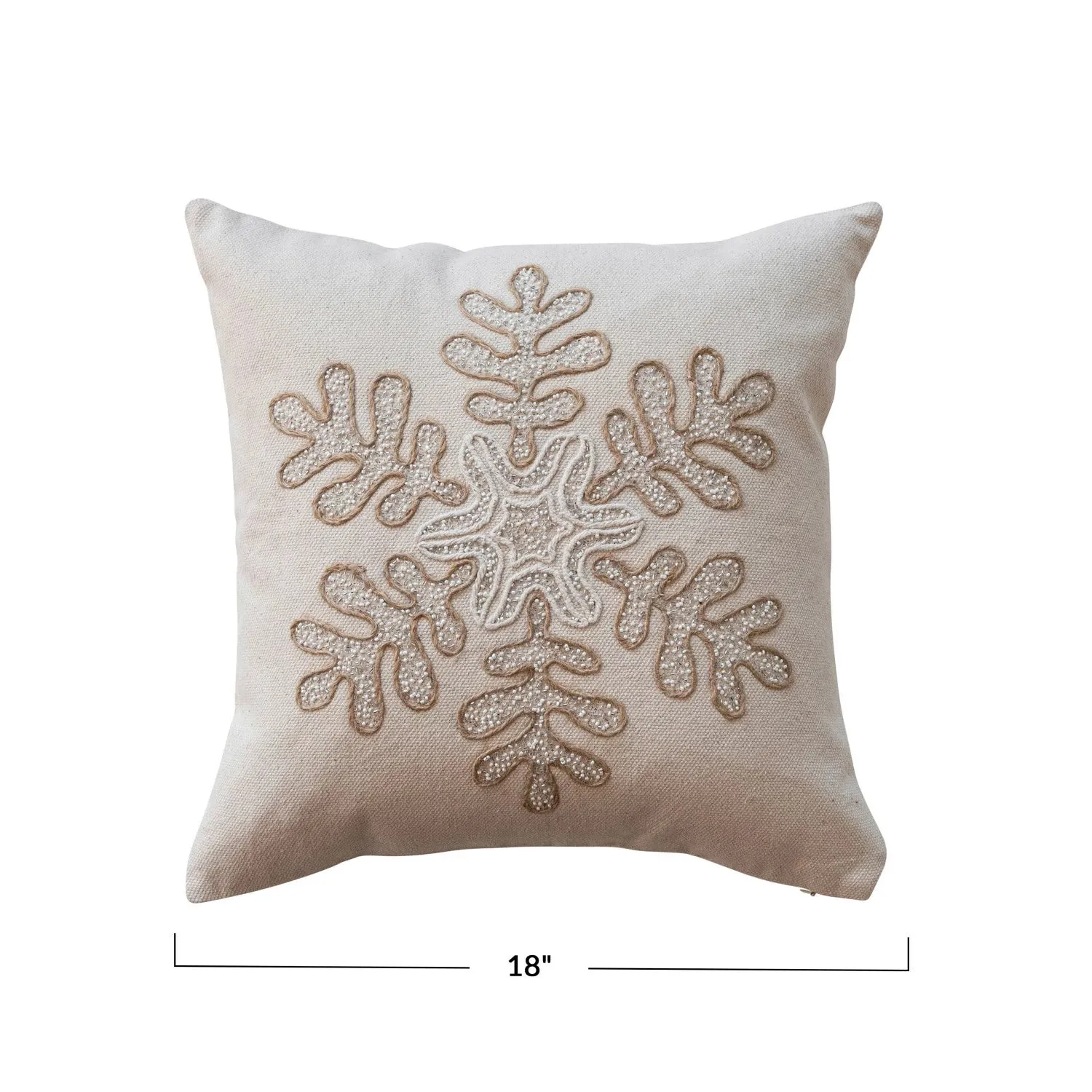 18" Square Snowflake & Bead Pillow