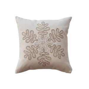 18" Square Snowflake & Bead Pillow