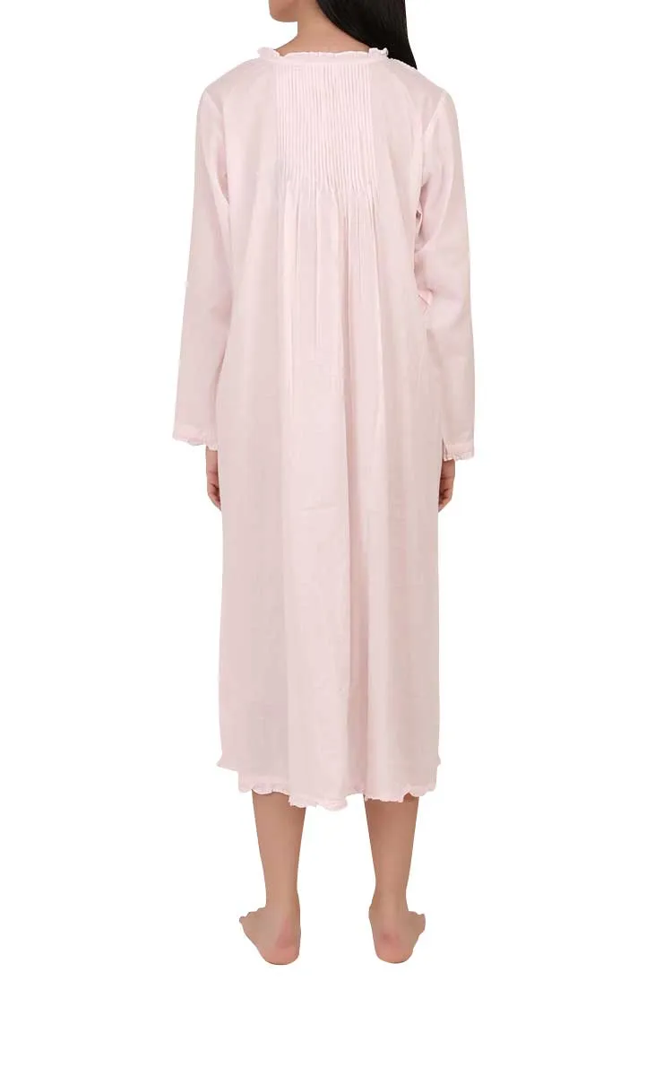 Arabella 100% Cotton Marie Long Sleeve Nightgown in Pink MD-757P1