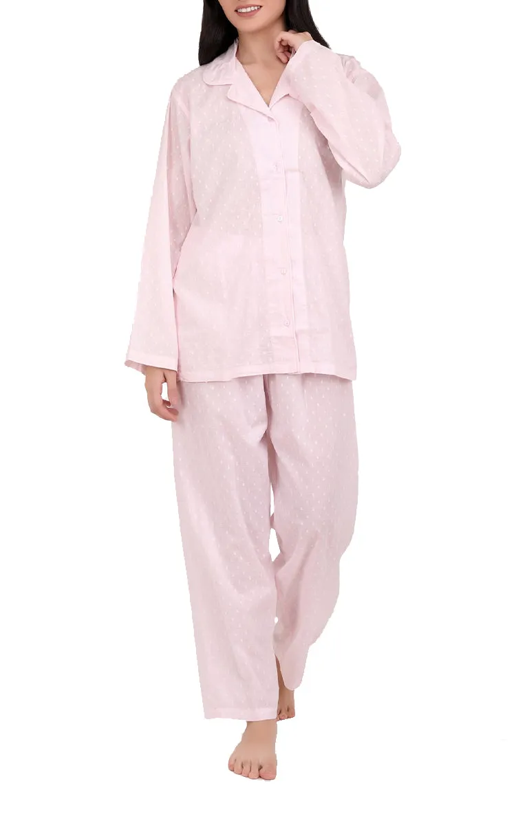 Arabella Carissa 100% Cotton Pyjama with Long Sleeve in Pink Hailspot MD-751P1