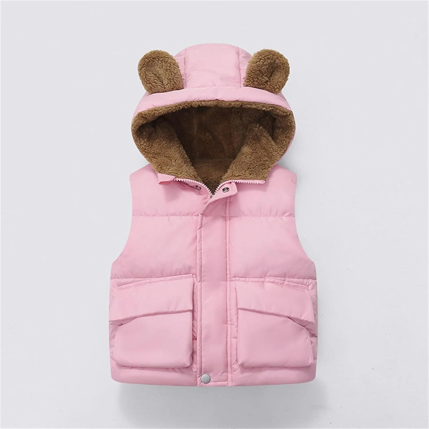 Baby Toddler Boys Girls Hooded Puffer Vest Sleeveless Padded Jackets Winter Warm with Cute Bear Ears Outfits