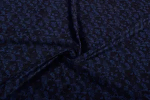 Blue & Black Printed Velvet Fabric
