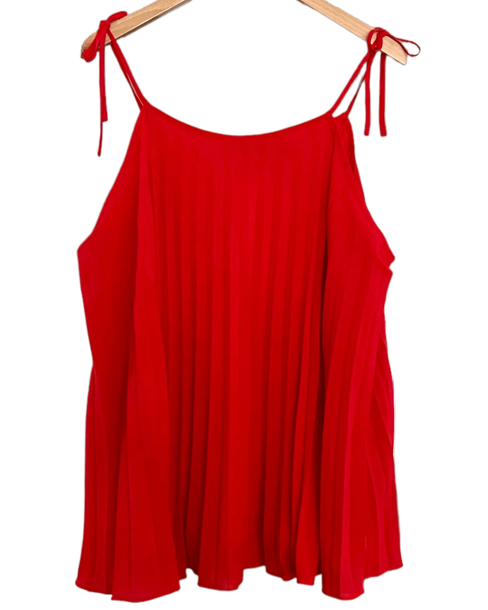 Bright Spring Poppy Pleated Tie-shoulder Swing Top