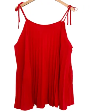 Bright Spring Poppy Pleated Tie-shoulder Swing Top
