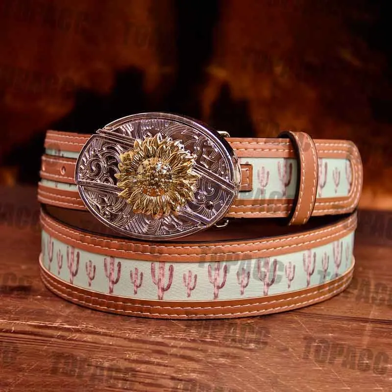 Cactus Belt with two-tone buckle