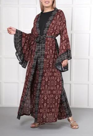Choice Geometric Print Kimono Burgundy