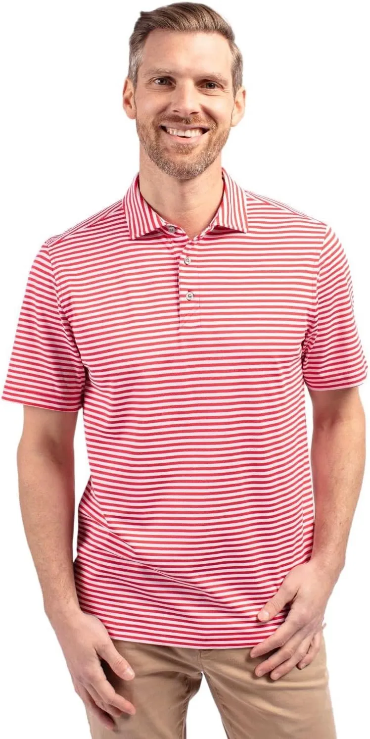 Cutter & Buck Short Sleeve Virtue Eco Pique Stripe Recycled Mens Big and Tall Polo