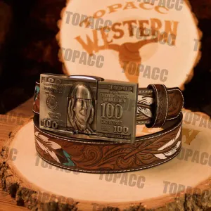 Dollar Buckle - Feather Belt