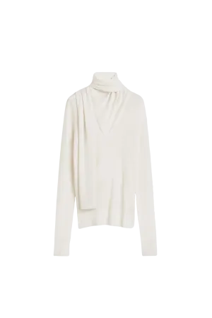 Draped-Scarf Fine Knit