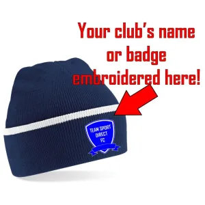 Embroidered Cuffed Two-Tone Beanie Navy/White