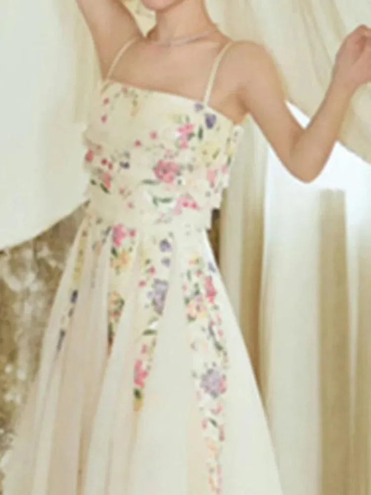 Fairy Style Printed Mesh Midi Dress