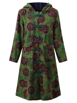 Floral Printed Vintage Thicken Coats