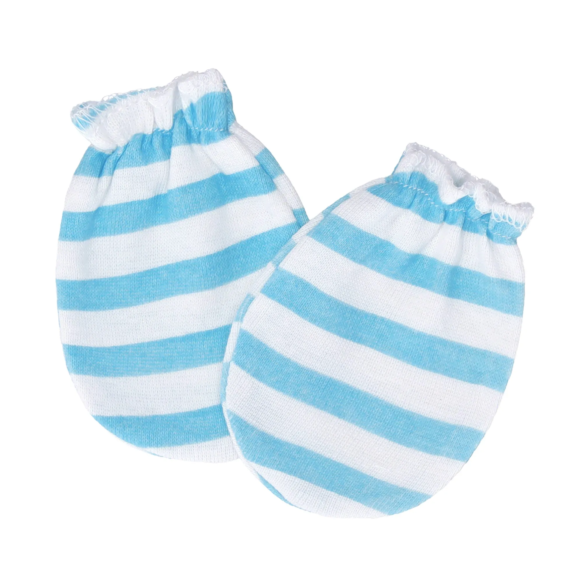 FS-468 Blue Stripes 2PK Cotton Mittens 0-12 Months