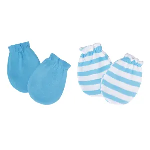 FS-468 Blue Stripes 2PK Cotton Mittens 0-12 Months