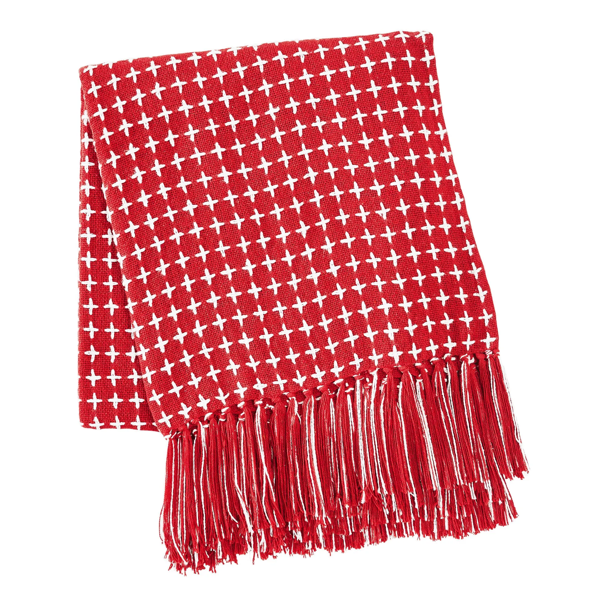 Gallen Red White Woven Throw 50"x60" VHC Brands