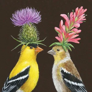 Goldfinch Couple Beverage Napkins