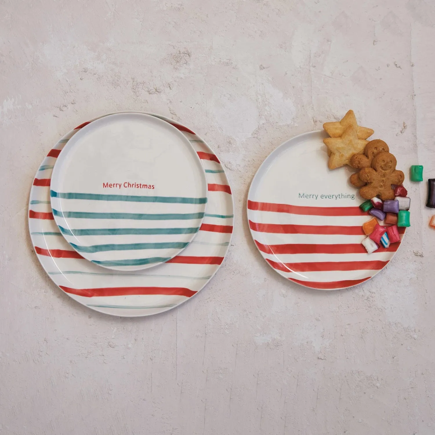 holiday hand-painted stoneware plate, various styles
