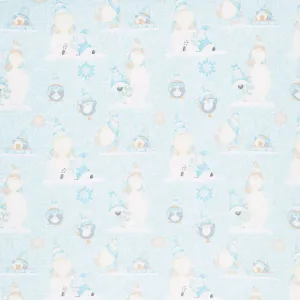 I Love Sn'Gnomies - Polar Bear and Gnome Aqua Flannel Yardage