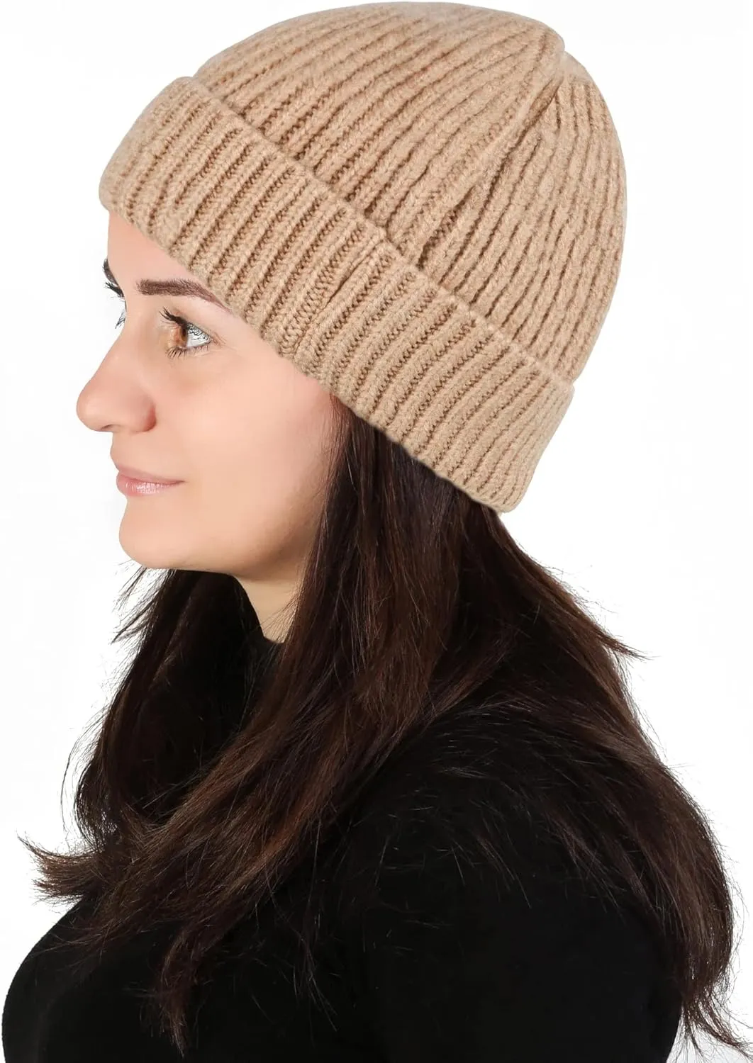 Lilax Rib Knit Women and Men's Beanie, Soft and Warm Cuff Winter Beanie Hat