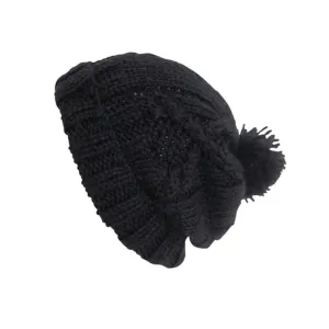 Mechaly Women's Soft Cable Knit Black Vegan Beanie