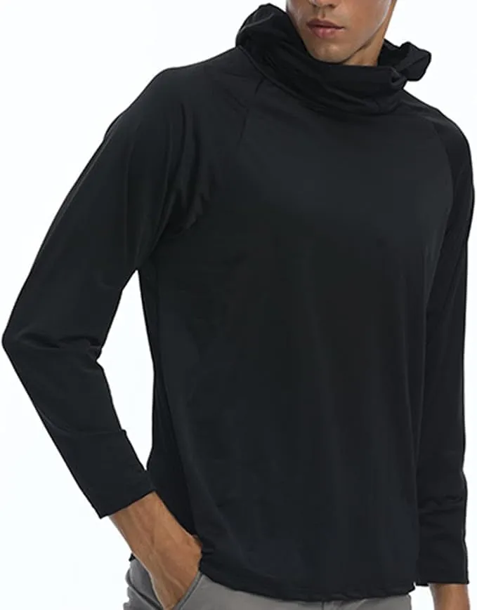 Men's UPF 50  Sun Protection Hoodie Lightweight Long Sleeve Thumbholes SPF/UV Shirt Mask Workout Running Shirts