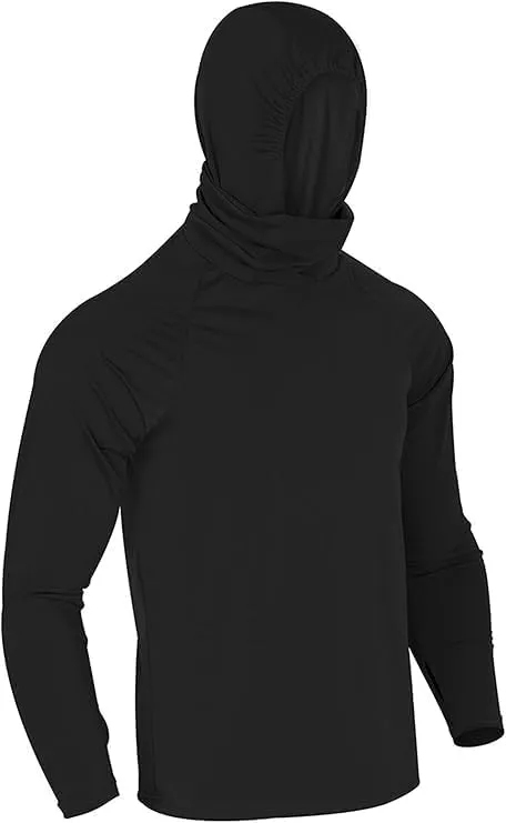 Men's UPF 50  Sun Protection Hoodie Lightweight Long Sleeve Thumbholes SPF/UV Shirt Mask Workout Running Shirts