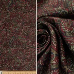 Printed Lining Design-50 Brown & Navy Paisley on Maroon