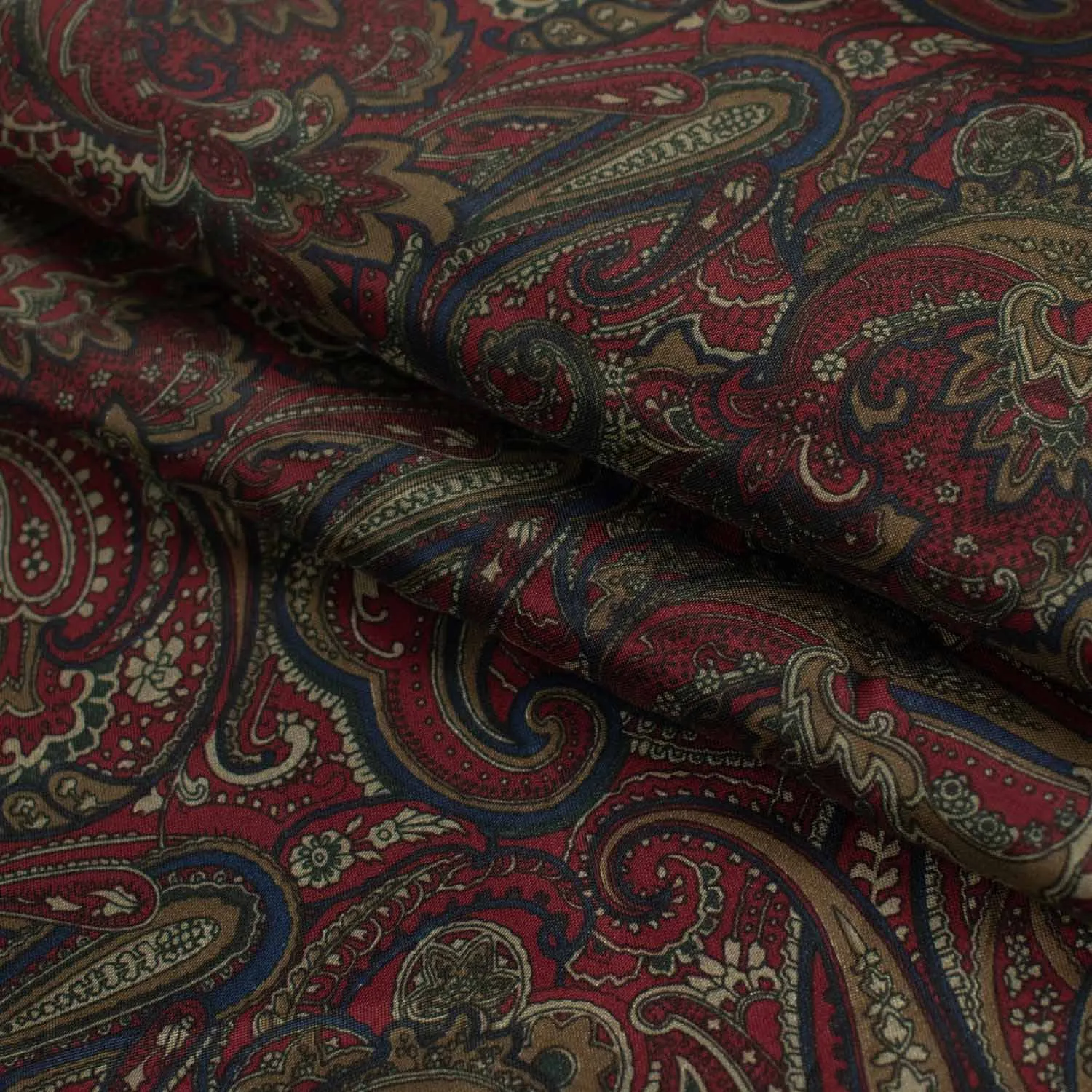 Printed Lining Design-50 Brown & Navy Paisley on Maroon