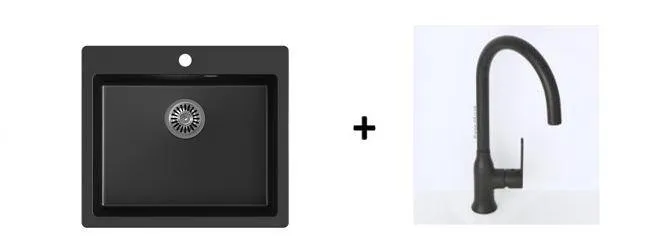 Quadron Morgan 110 Pure Black topmount sink, Mix and Match