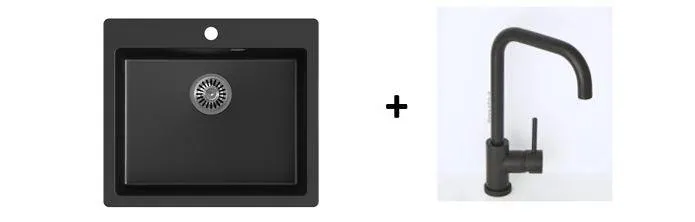 Quadron Morgan 110 Pure Black topmount sink, Mix and Match
