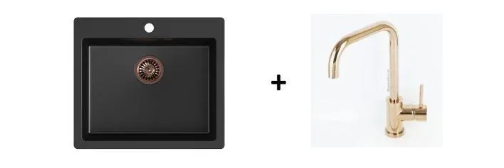 Quadron Morgan 110 Pure Black topmount sink, Mix and Match