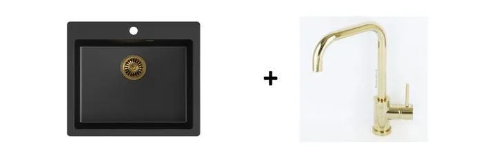 Quadron Morgan 110 Pure Black topmount sink, Mix and Match