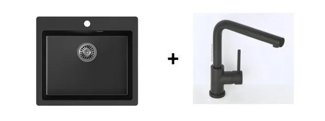 Quadron Morgan 110 Pure Black topmount sink, Mix and Match
