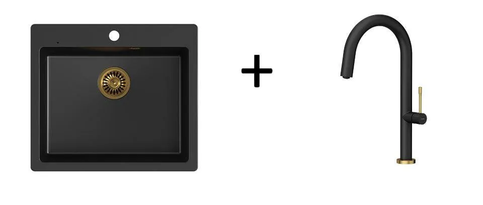 Quadron Morgan 110 Pure Black topmount sink, Mix and Match