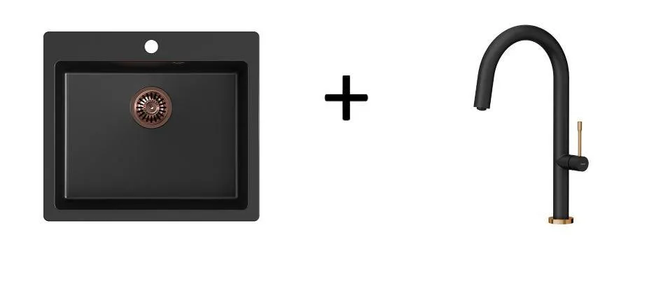 Quadron Morgan 110 Pure Black topmount sink, Mix and Match