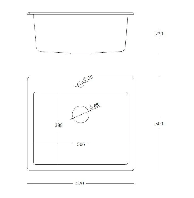 Quadron Morgan 110 Pure Black topmount sink, Mix and Match