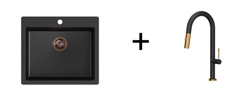 Quadron Morgan 110 Pure Black topmount sink, Mix and Match