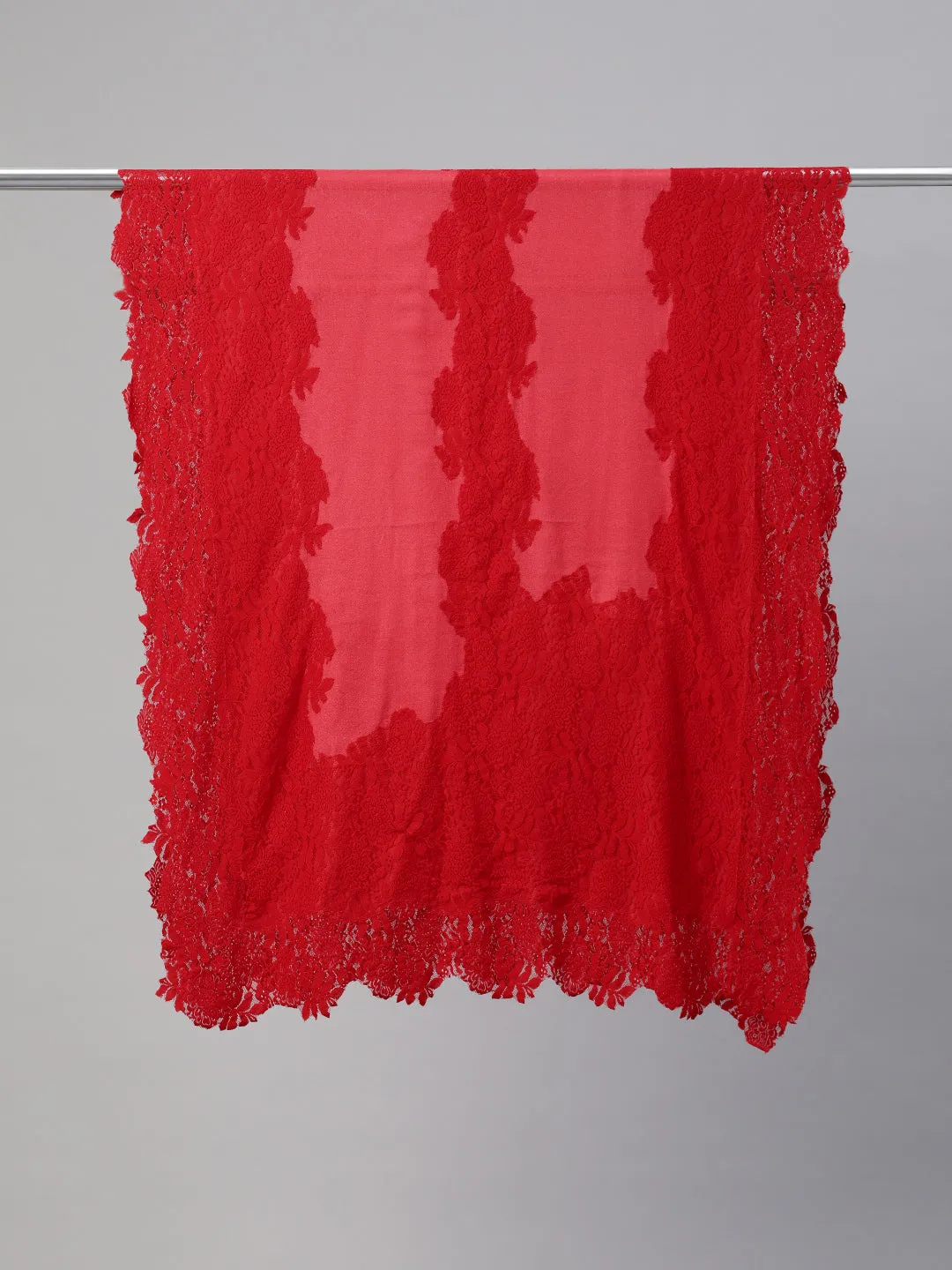 Red Lace Shawl Made of Fine wool