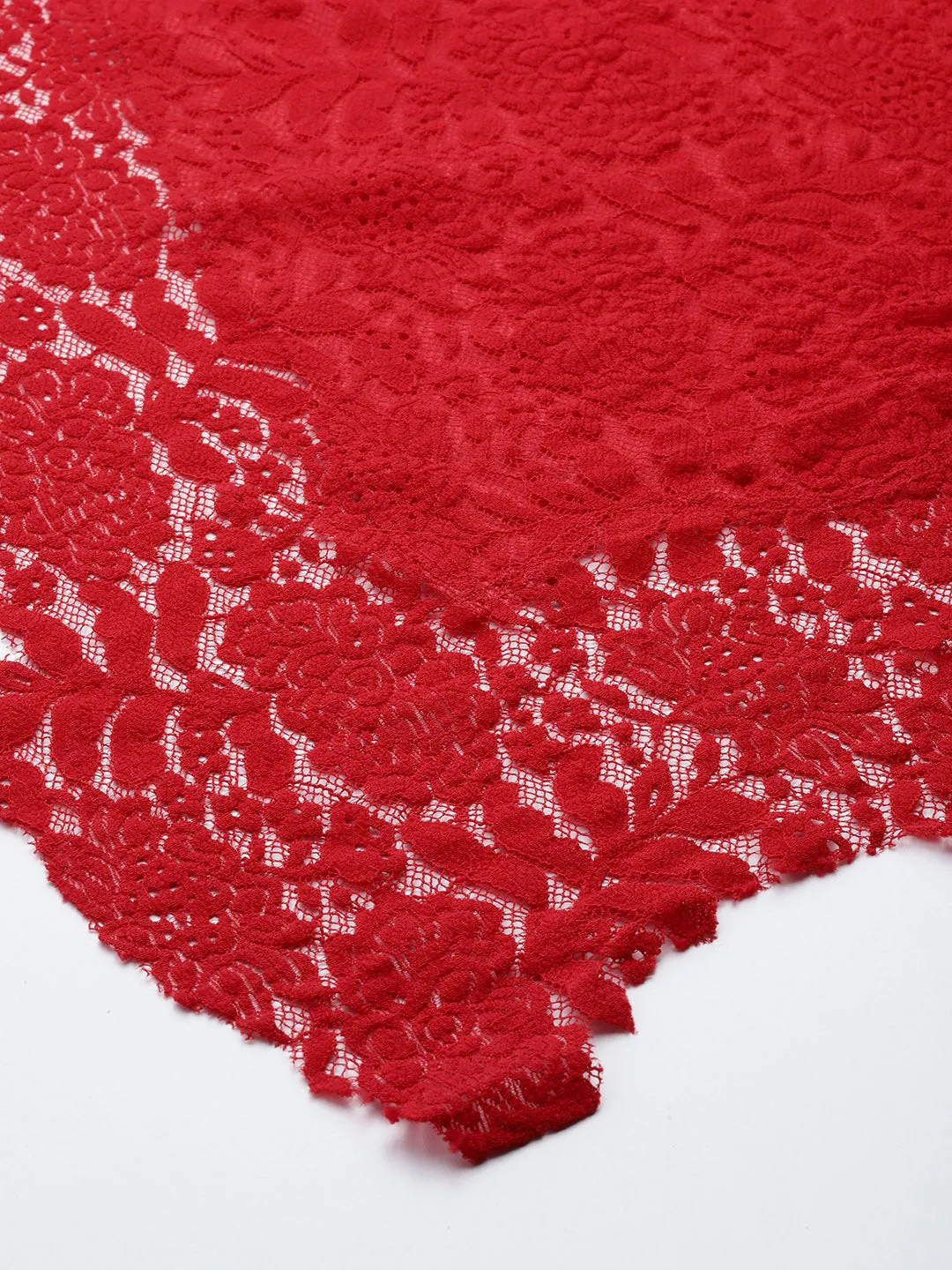 Red Lace Shawl Made of Fine wool