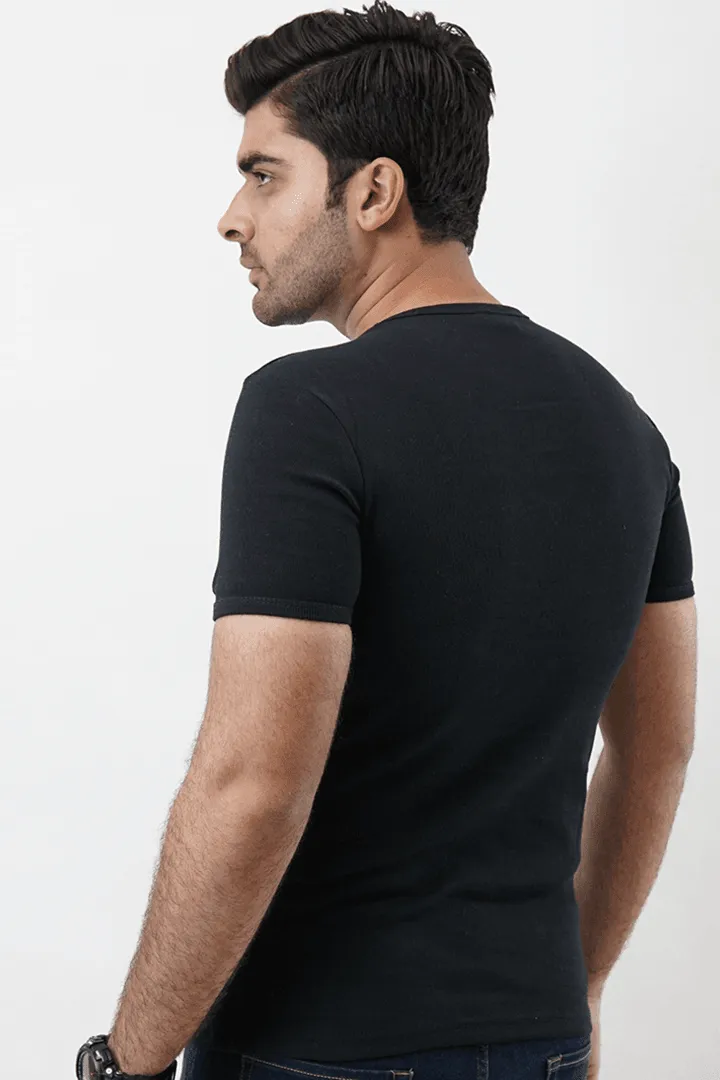 Ribbed Crewneck T-Shirt – Black