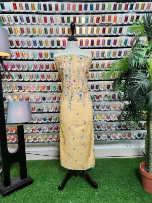 Saya Printed Khaddar Allover 2PC Mustard