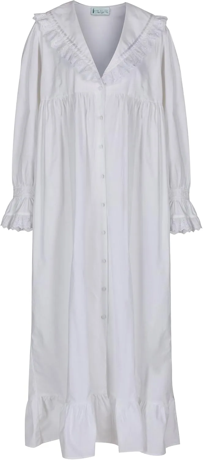 The 1 for U Sleepwear for Women - Button Down Nightgowns for Women, Amelia 100% Cotton Robe