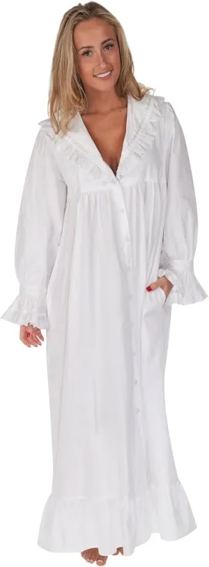 The 1 for U Sleepwear for Women - Button Down Nightgowns for Women, Amelia 100% Cotton Robe