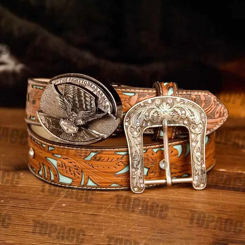 TOPACC Western Turquoise Belts - Buckle with Block