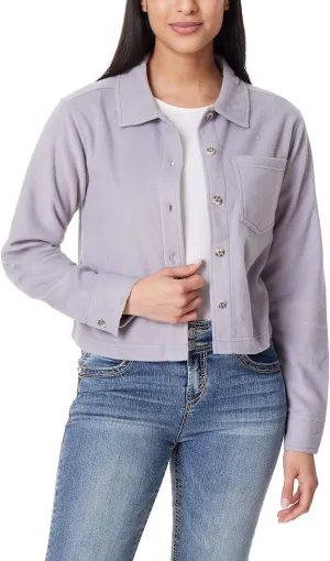 WallFlower Women's Chloe Polar Cozy Fleece Boyfriend Spring, Summer and Fall Light Shacket Jackets