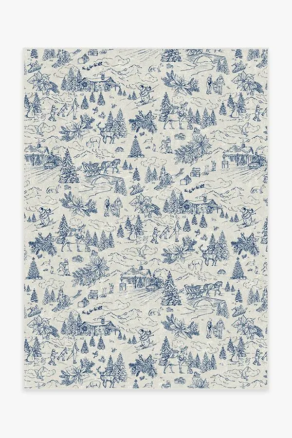 Winter Toile Blue Tufted Rug