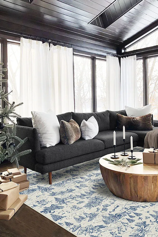 Winter Toile Blue Tufted Rug