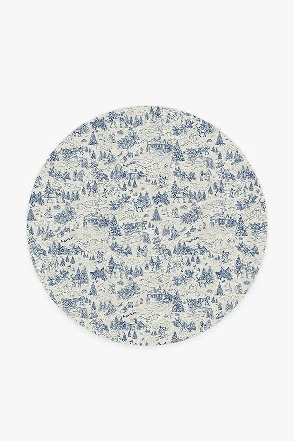 Winter Toile Blue Tufted Rug