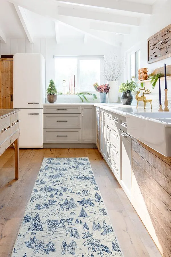 Winter Toile Blue Tufted Rug