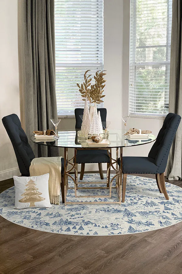 Winter Toile Blue Tufted Rug